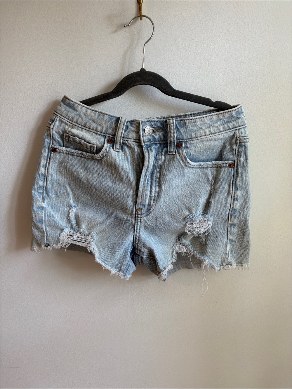 Old Navy Light Blue Distressed Denim Jean Shorts
